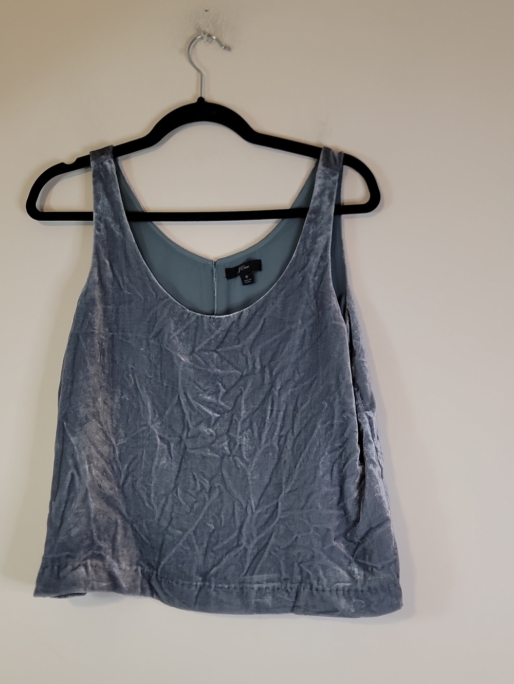 J. Crew Velvet Scoop Tank Top - Gray Blue